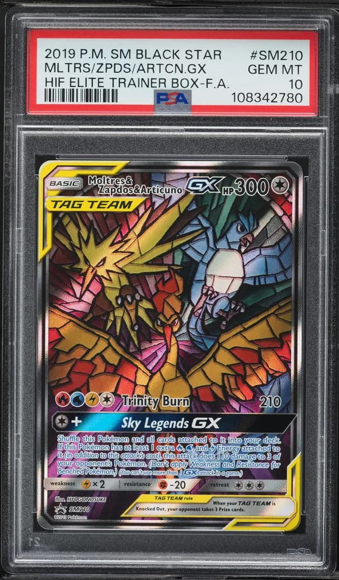 Moltres & Zapdos & Articuno GX, SM Black Star Promo, PSA 10