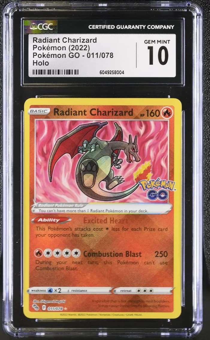 Radiant Charizard, Pokémon GO, CGC 10