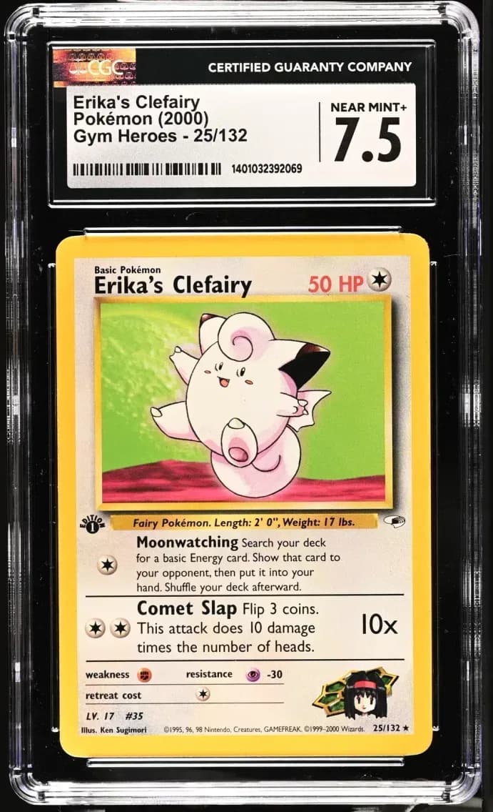 Erika's Clefairy, Gym Heroes - Unlimited, CGC 7.5