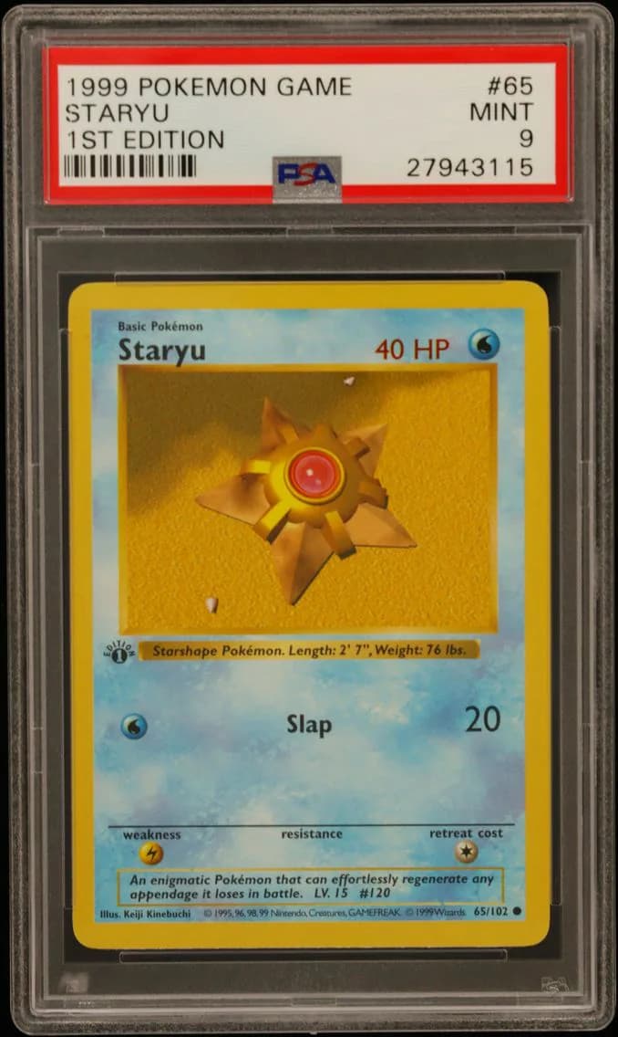 Staryu 1st Edition, Game, PSA 9