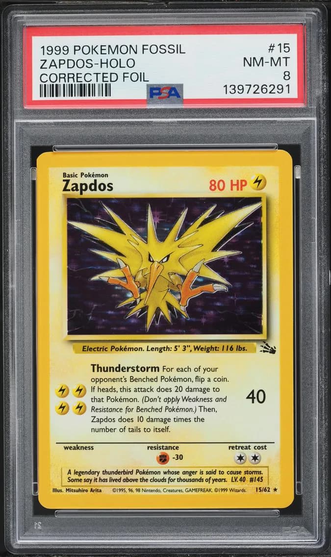 Zapdos-Holo, Fossil, PSA 8