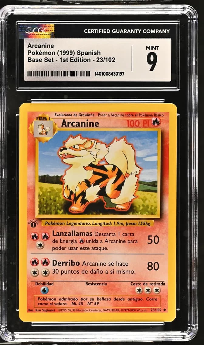 Arcanine, Base Set - 1st Edition - Spanish, CGC 9