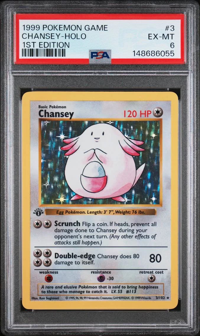 Chansey-Holo 1st Edition, Game, PSA 6