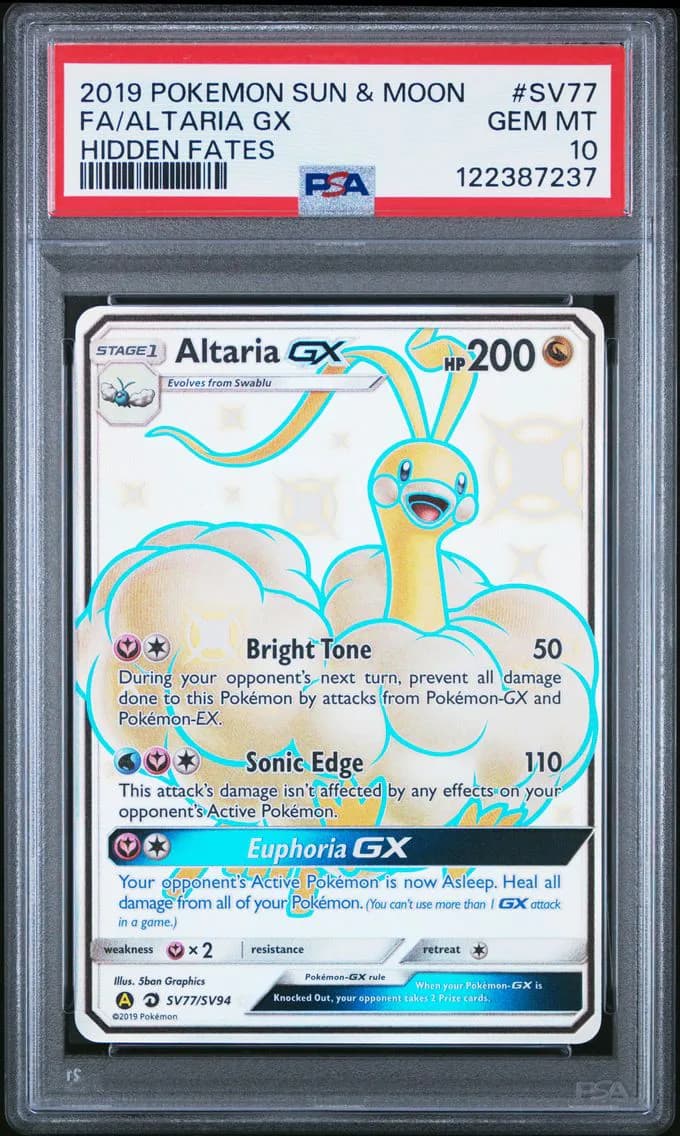 Altaria GX, Sun & Moon Hidden Fates, PSA 10