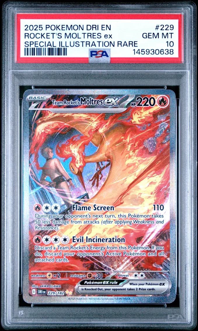 Team Rocket's Moltres EX, Destined Rivals, PSA 10