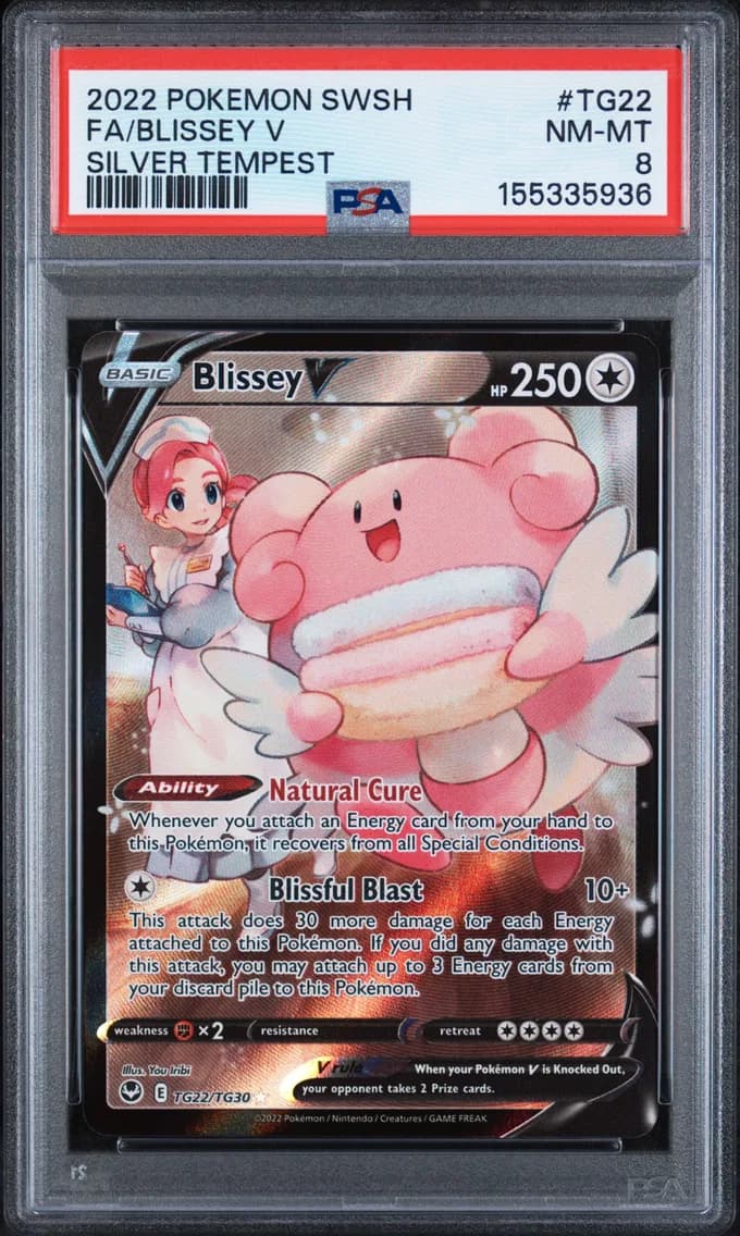 Blissey V, Sword & Shield Silver Tempest, PSA 8
