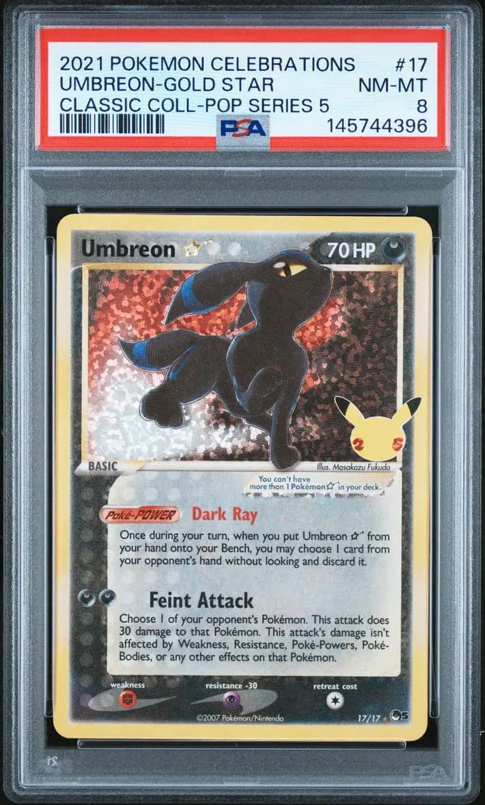 Umbreon-Gold Star, Celebrations Classic Collection, PSA 8