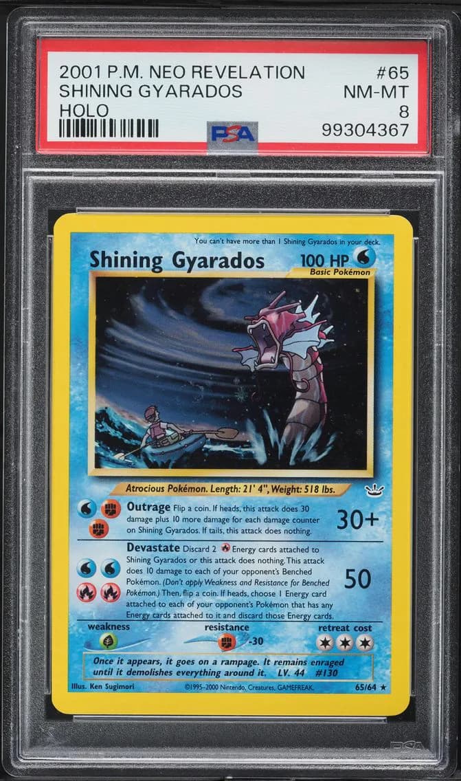 Shining Gyarados-Holo, Neo Revelation, PSA 8