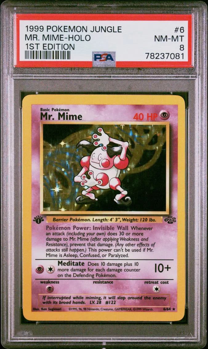 Mr. Mime-Holo 1st Edition, Jungle, PSA 8