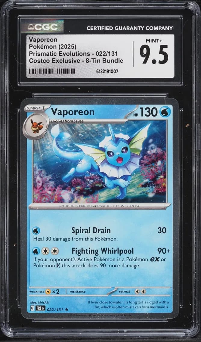 Vaporeon, Prismatic Evolutions, CGC 9.5