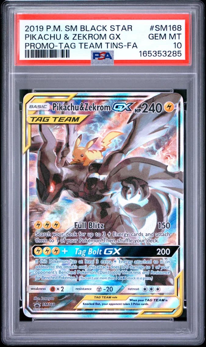 Pikachu & Zekrom GX, SM Black Star Promo, PSA 10
