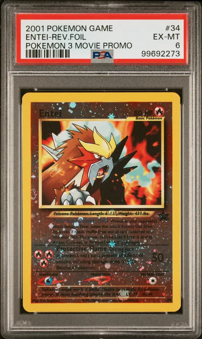 Entei-Reverse Foil, Game Movie, PSA 6
