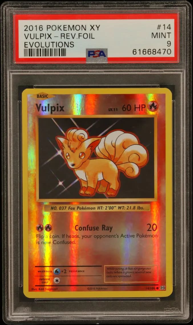 Vulpix-Reverse Foil, XY Evolutions, PSA 9