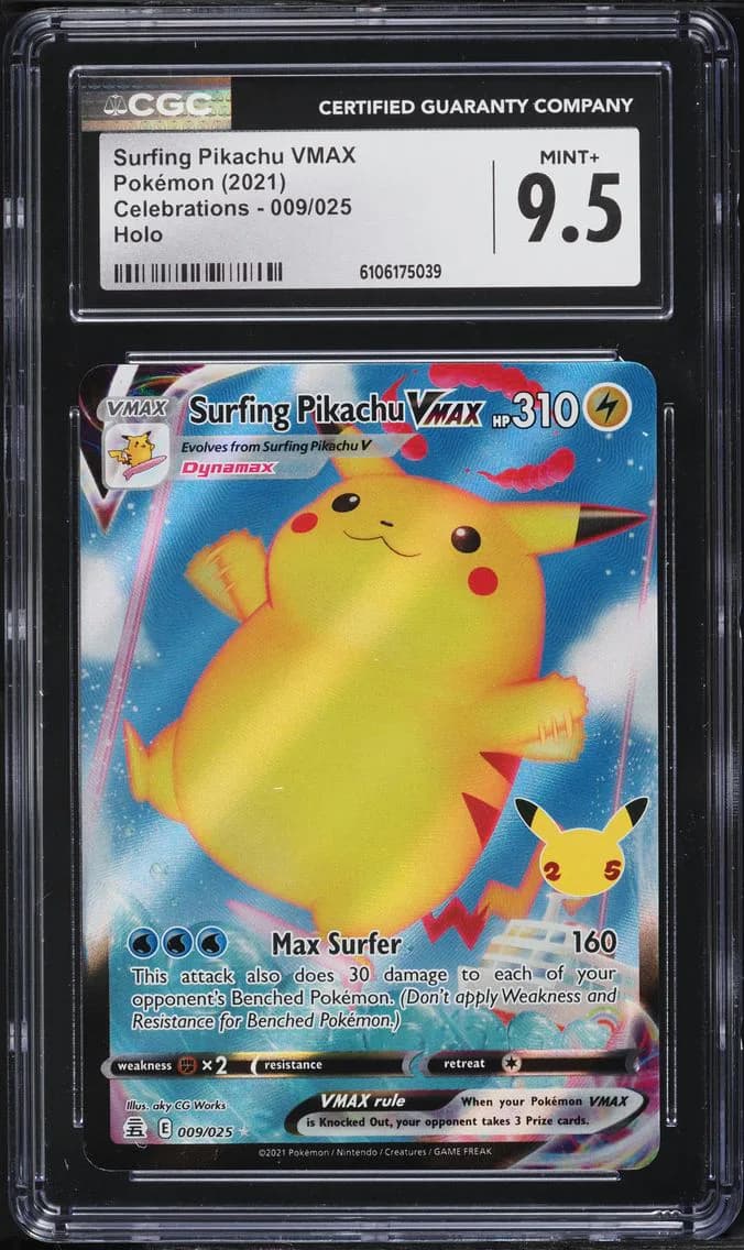 Surfing Pikachu VMAX, Celebrations, CGC 9.5