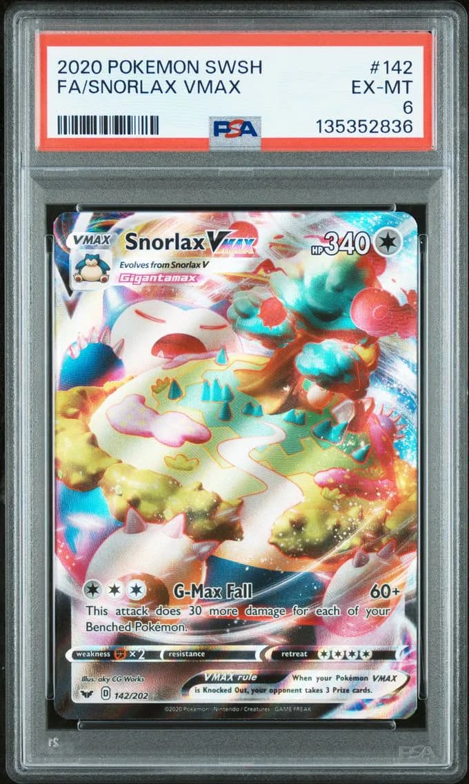 Snorlax VMAX, Sword & Shield, PSA 6