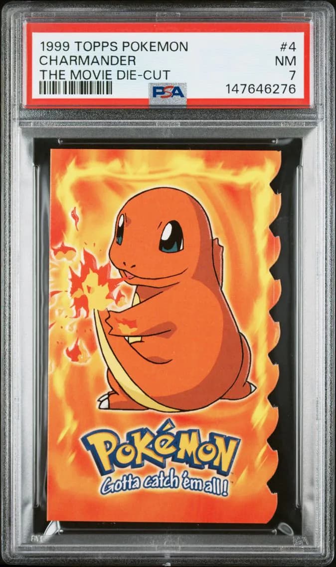 Charmander, Topps Pokemon the Movie Die-Cut, PSA 7