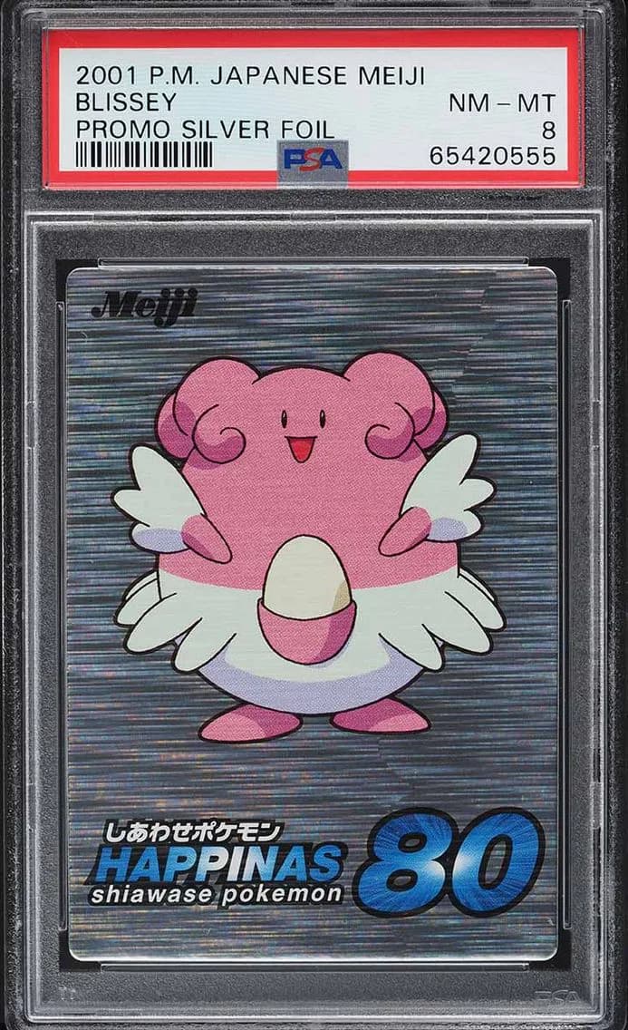 Blissey, Japanese Meiji Promo Silver Foil, PSA 8