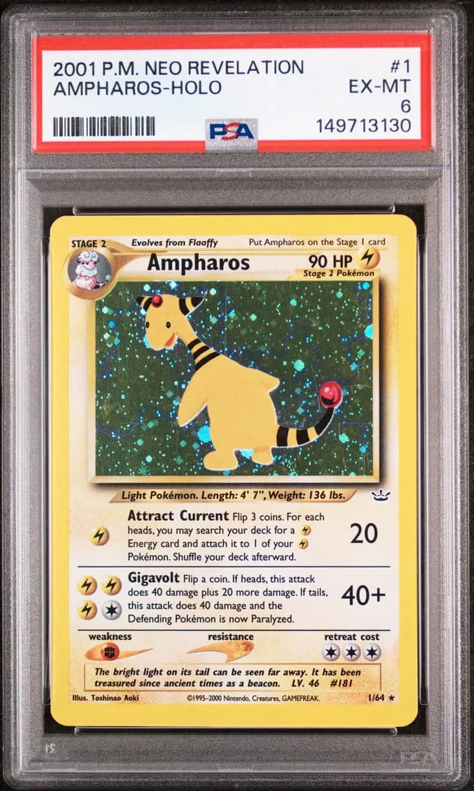 Ampharos-Holo, Neo Revelation, PSA 6
