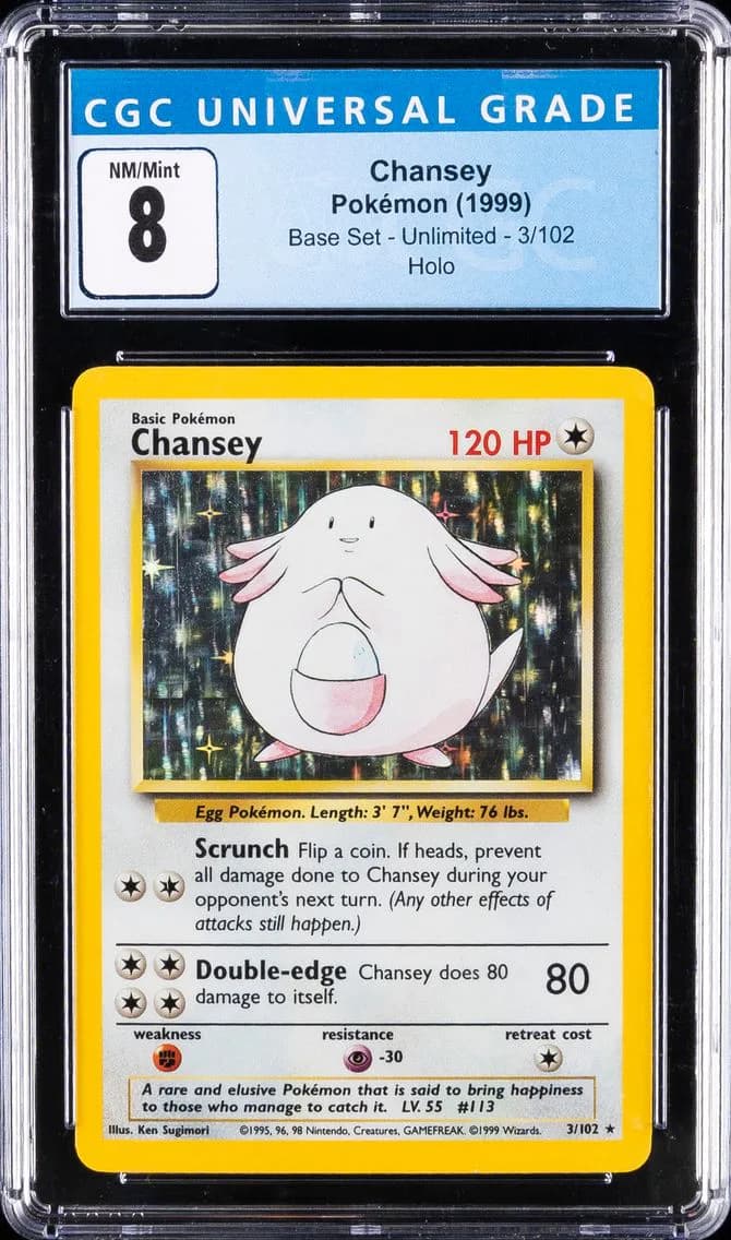 Chansey-Holo, Base Set - Unlimited, CGC 8