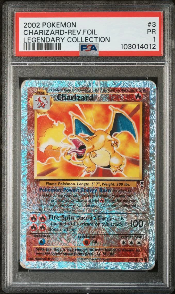 Charizard-Reverse Foil, Legendary Collection, PSA 1