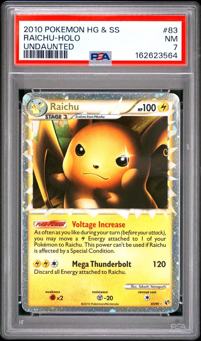 Raichu-Holo, Heartgold & Soulsilver Undaunted, PSA 7