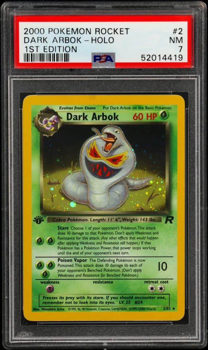 Dark Arbok-Holo 1st Edition, Rocket, PSA 7
