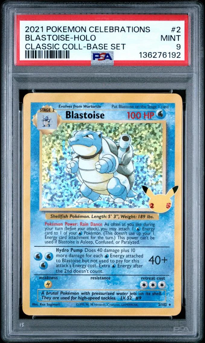 Blastoise-Holo, Celebrations Classic Collection, PSA 9