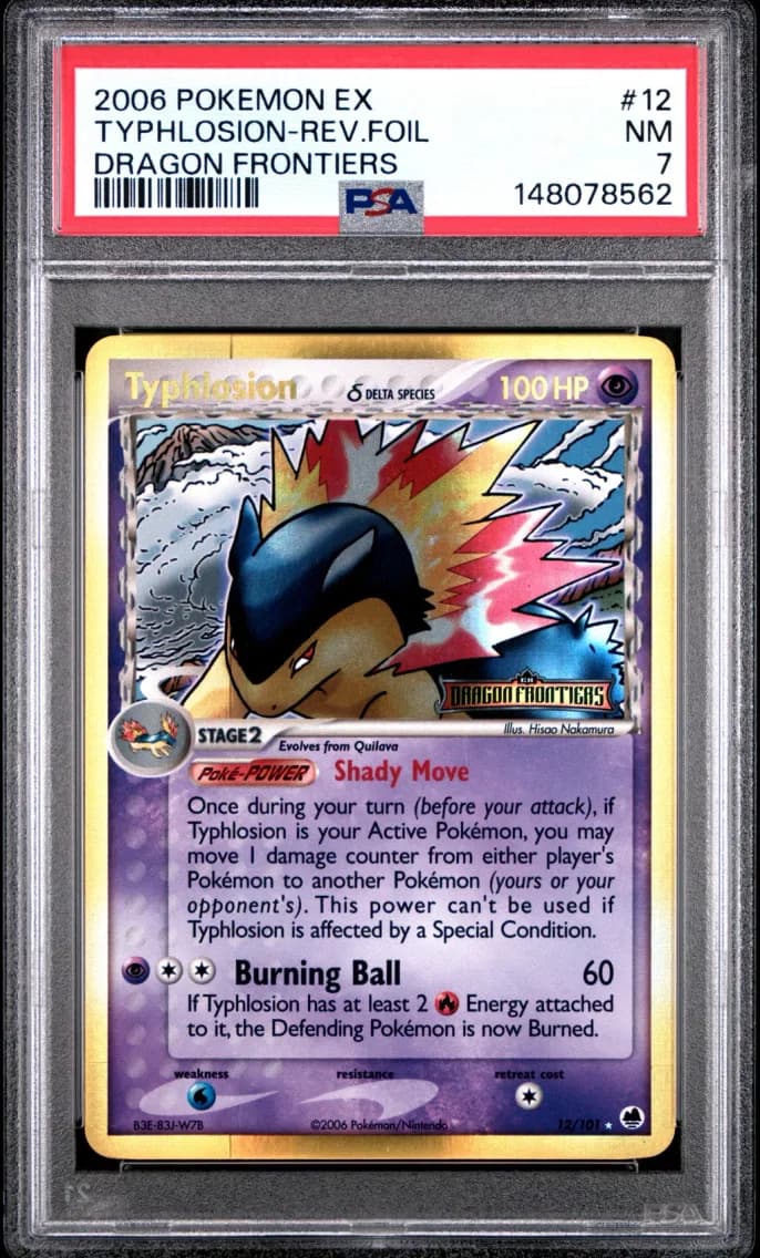 Typhlosion-Reverse Foil, EX Dragon Frontiers, PSA 7