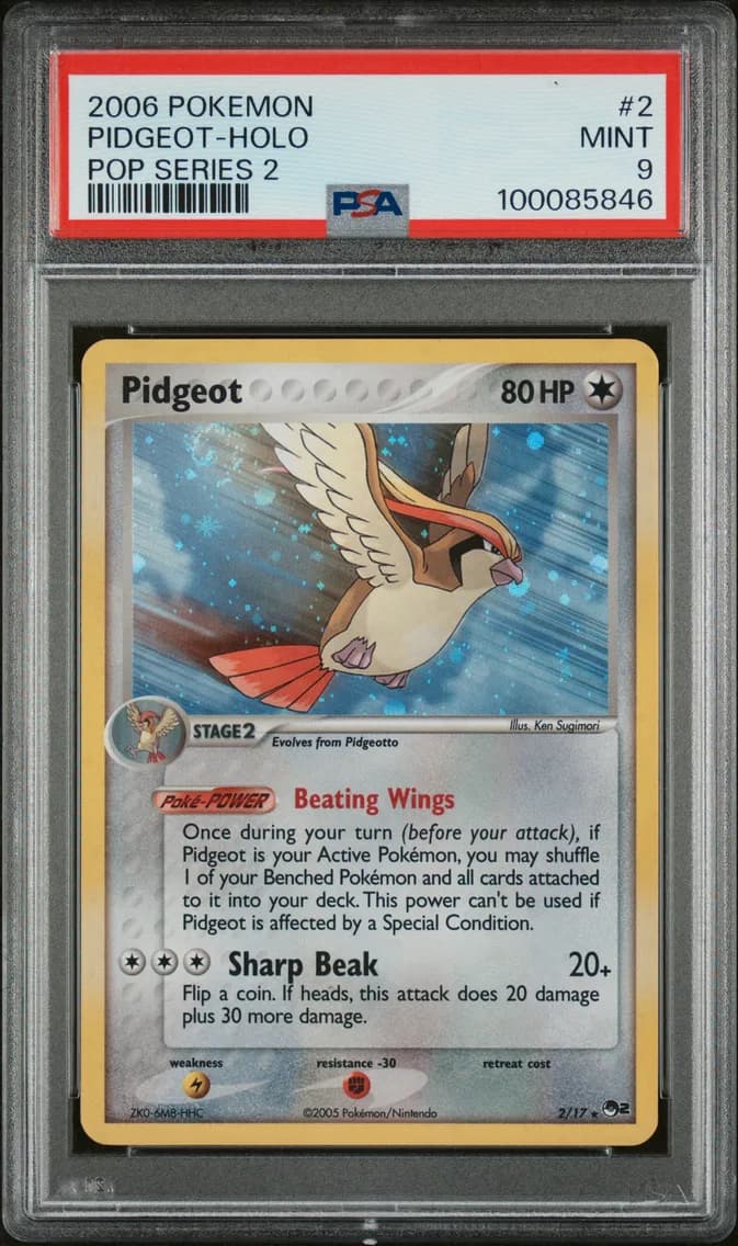Pidgeot-Holo, Pop Series 2, PSA 9
