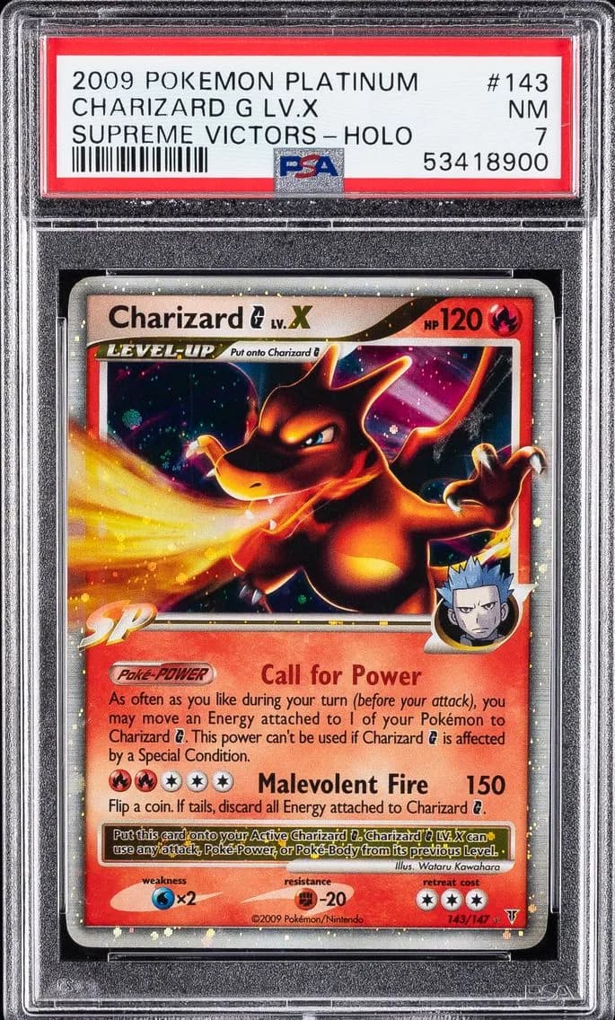 Charizard G LV.X-Holo, Platinum Supreme Victors, PSA 7