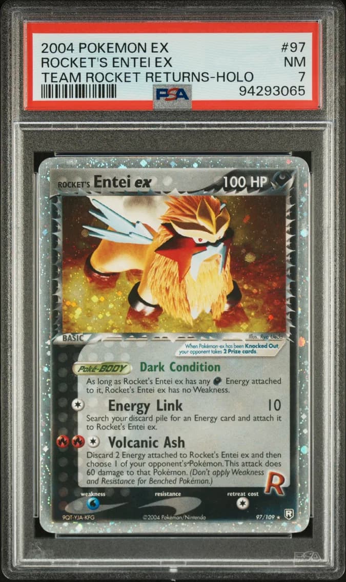 Rocket's Entei EX-Holo, EX Team Rocket Returns, PSA 7