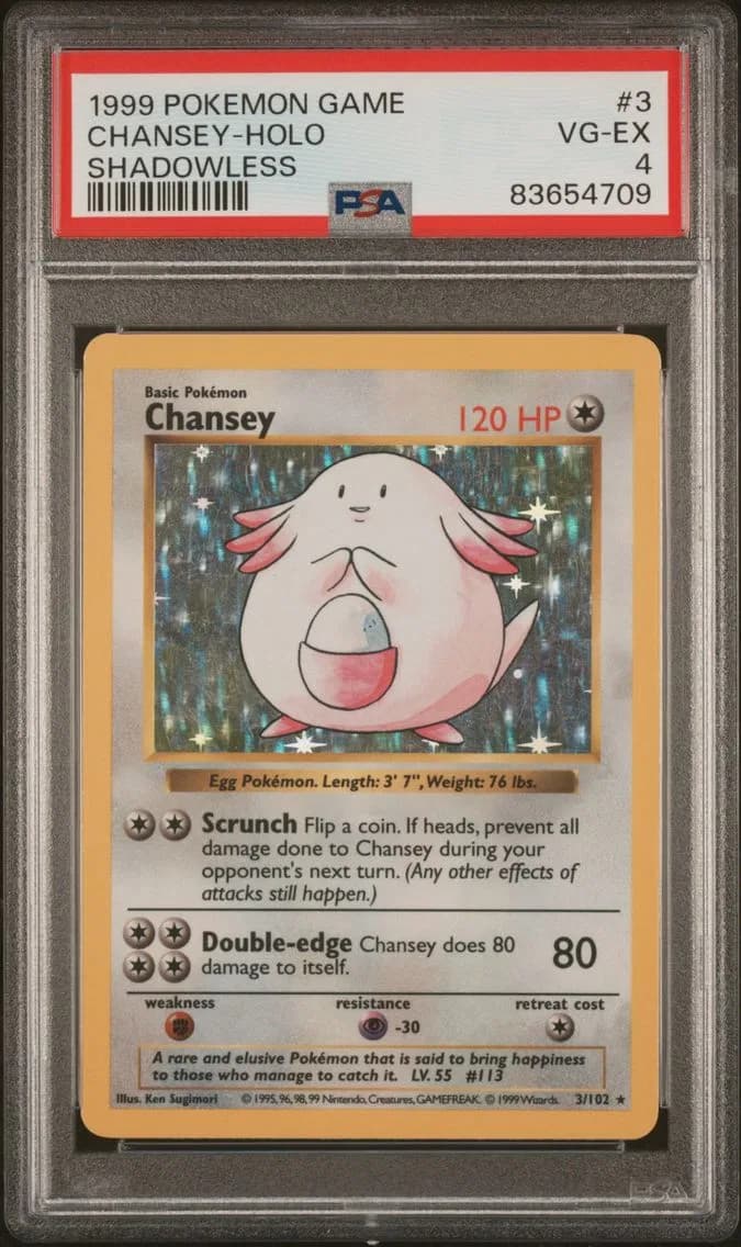 Chansey-Holo Shadowless, Game, PSA 4