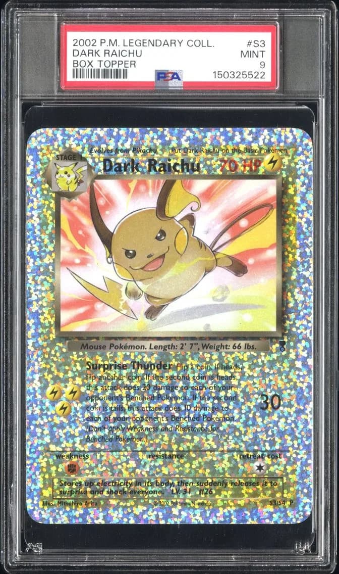 Dark Raichu, Legendary Collection Box Topper, PSA 9