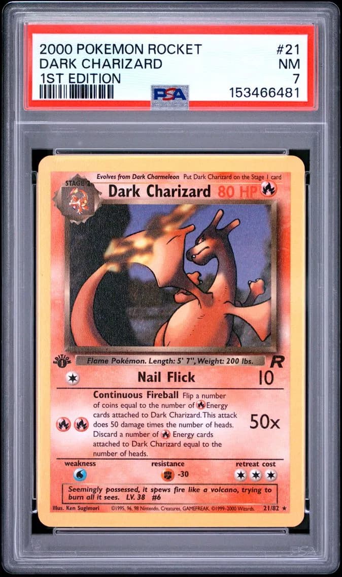 Dark Charizard 1st Edition, Rocket, PSA 7