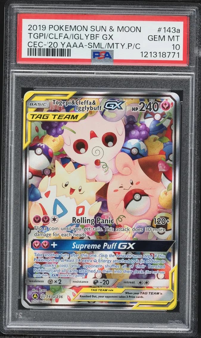 Togepi & Cleffa & Igglybuff GX, Sun & Moon Cosmic Eclipse, PSA 10