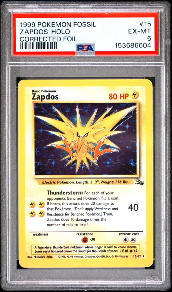 Zapdos-Holo, Fossil, PSA 6