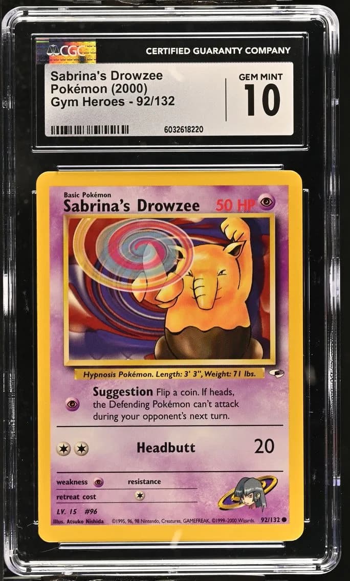 Sabrina's Drowzee, Gym Heroes - Unlimited, CGC 10