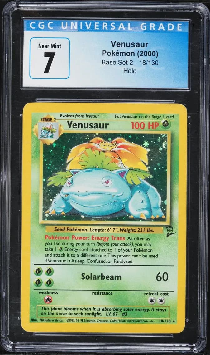 Venusaur-Holo, Base Set 2, CGC 7