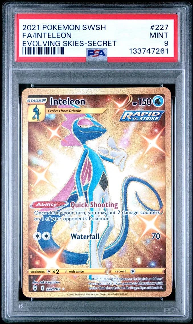 Inteleon, Sword & Shield Evolving Skies, PSA 9