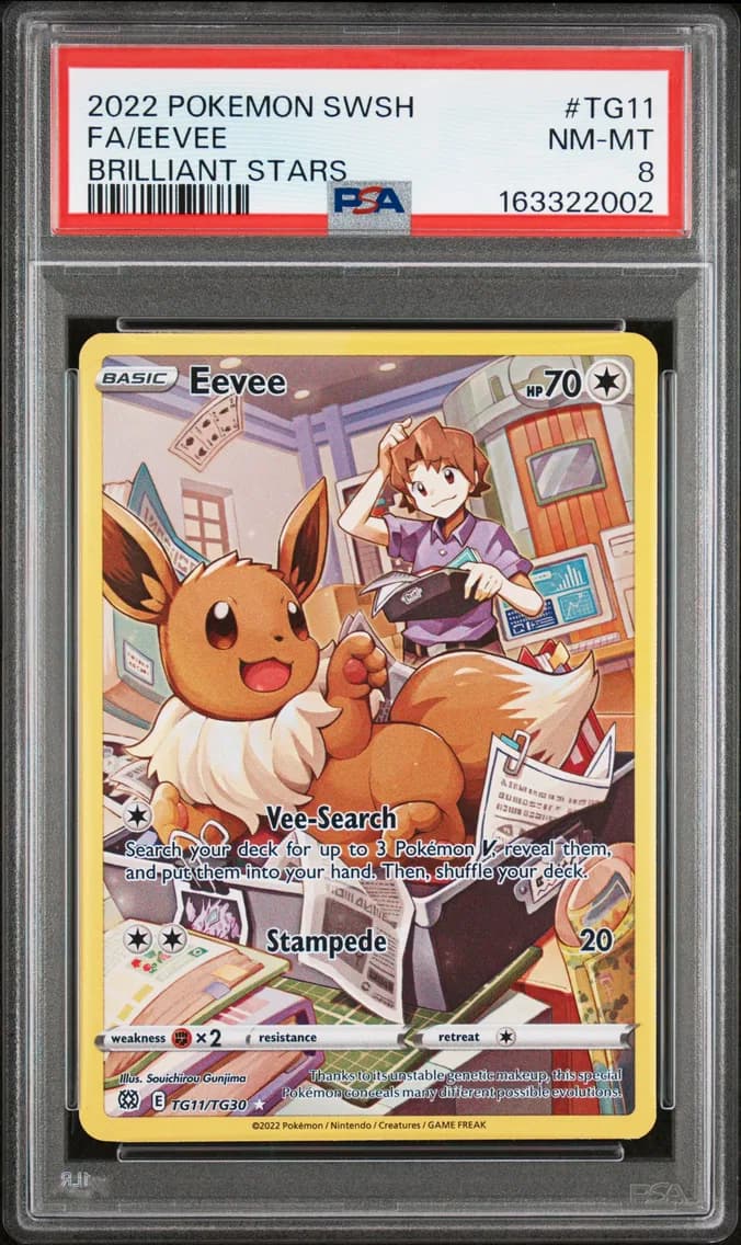Eevee, Sword & Shield Brilliant Stars, PSA 8