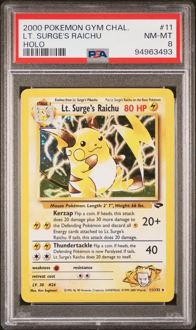 LT. Surge's Raichu, Gym Challenge, PSA 8