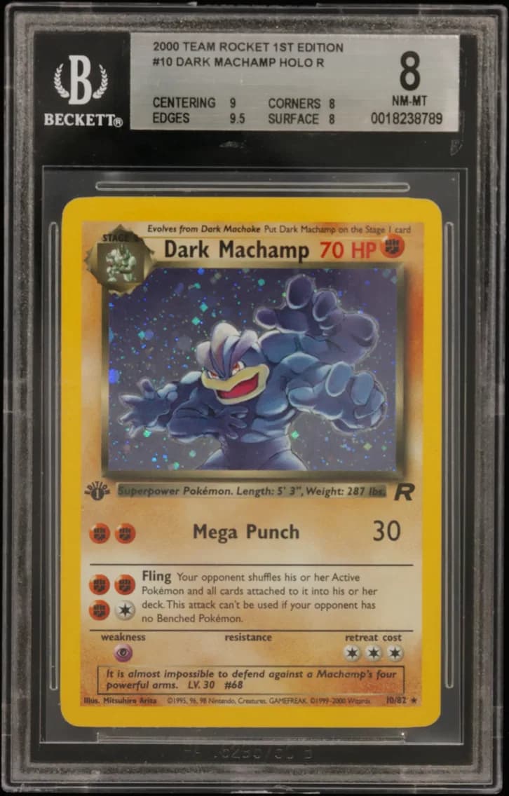 Dark Machamp HOLO R, Team Rocket 1st Edition, BGS