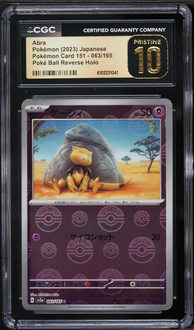 Abra Reverse Holo, Pokémon Card 151 - sv2a - Japanese, CGC 10
