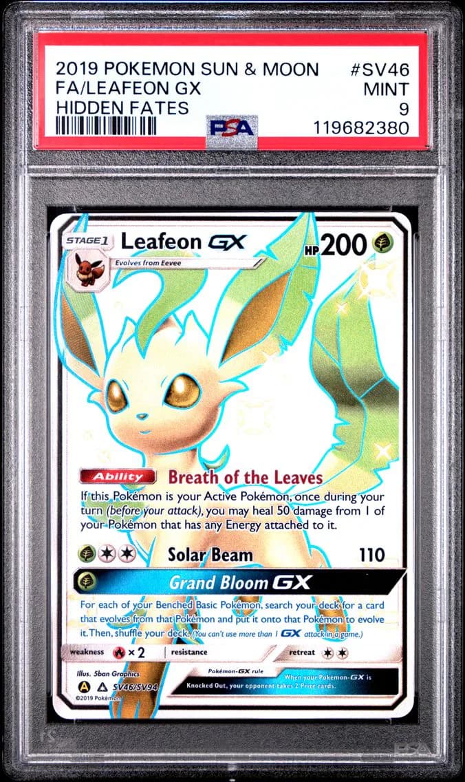 Leafeon GX, Sun & Moon Hidden Fates, PSA 9