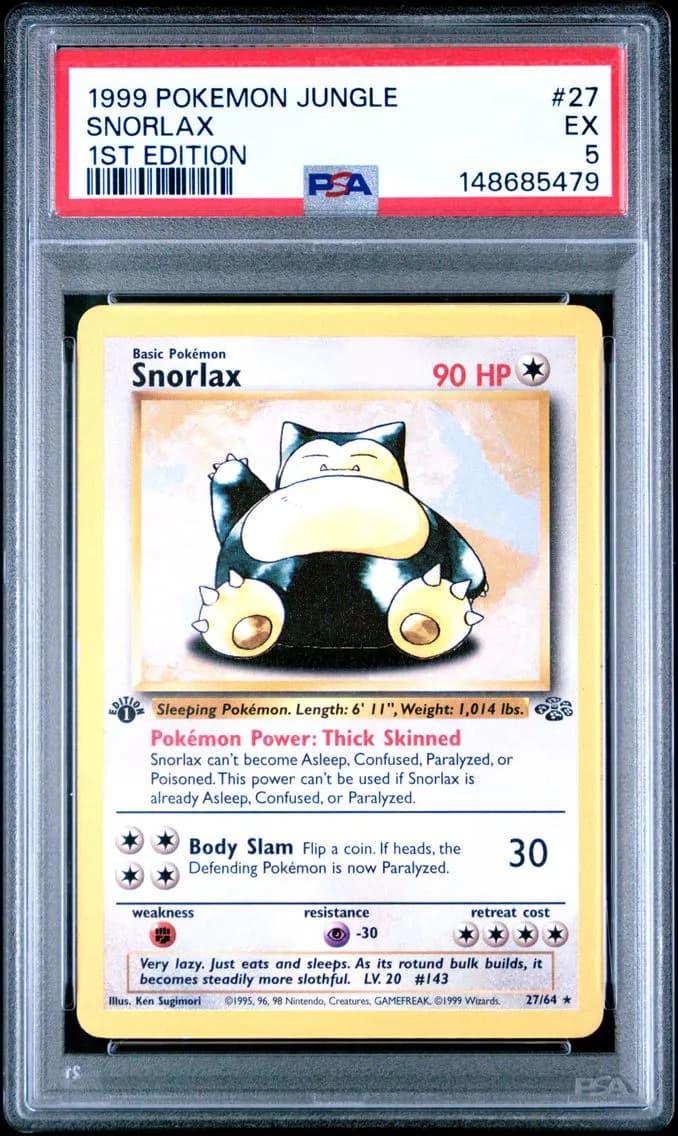 Snorlax 1st Edition, Jungle, PSA 5