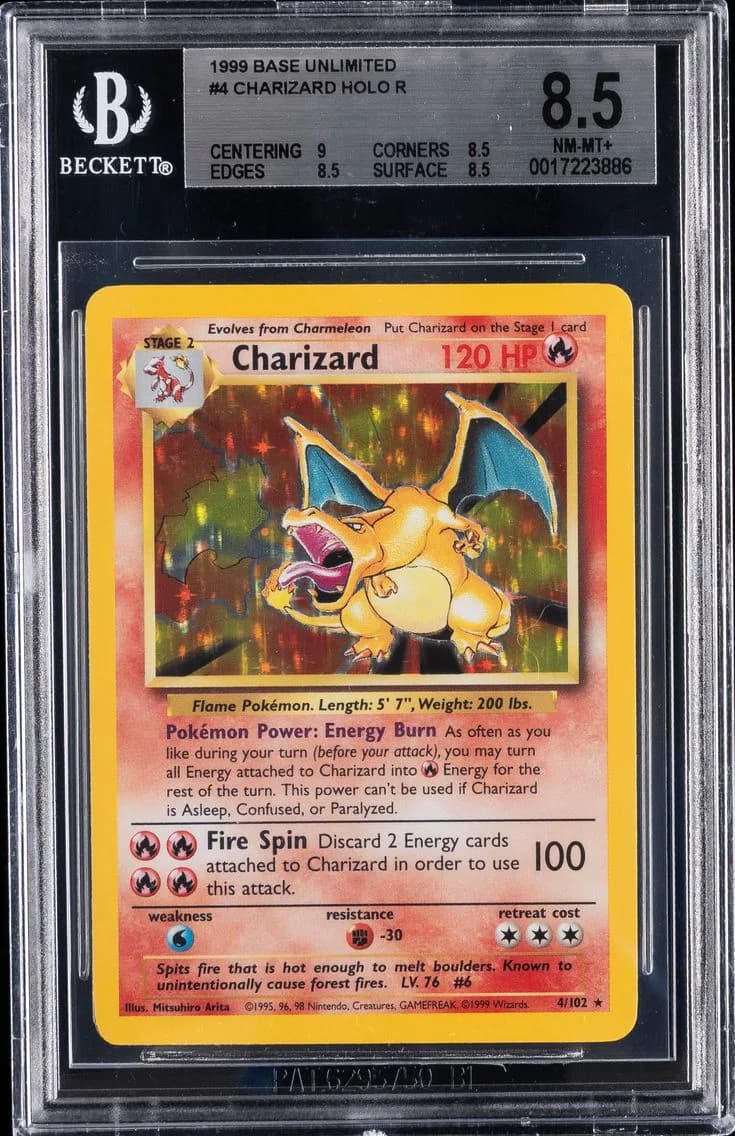 Charizard-Holo, Base Unlimited, BGS 8.5