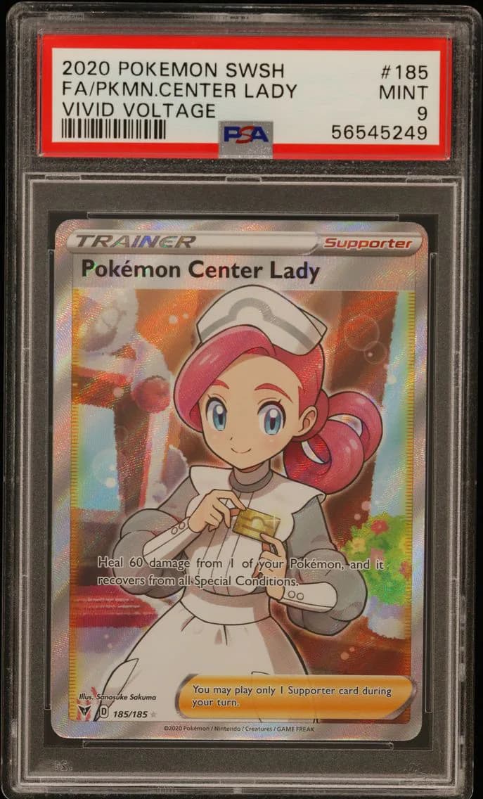 Pokemon Center Lady, Sword & Shield Vivid Voltage, PSA 9