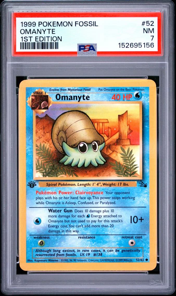Omanyte 1st Edition, Fossil, PSA 7