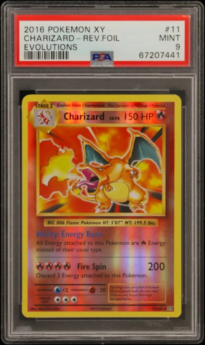 Charizard-Reverse Foil, XY Evolutions, PSA 9