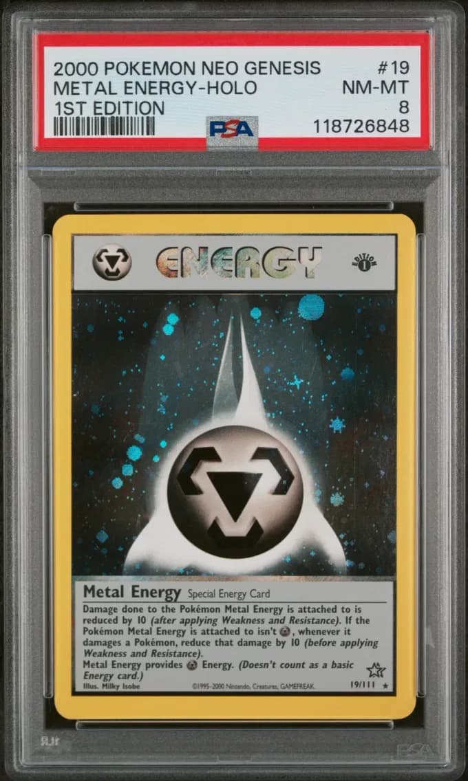 Metal Energy-Holo, Neo Genesis 1st Edition, PSA 8